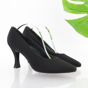 VTG  Stuart Weitzman Womens Pumsp Size 6 Black Satin Sculped Heel Shoes Y2K 90s
